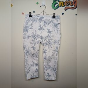FDJ French Dressing Jeans White & Blue Floral Crop Pants | Size 10
